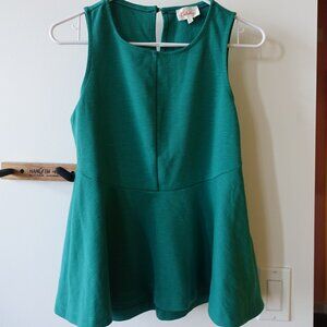 Anthropologie Deletta green sleeveless tank peplum top XS